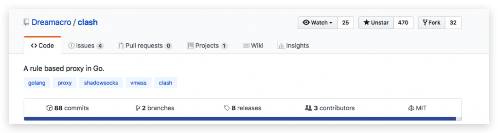 Clash 在 GitHub 的 Star 数量