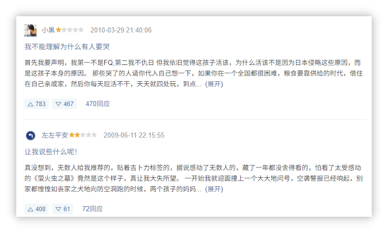 萤火虫之墓豆瓣影评